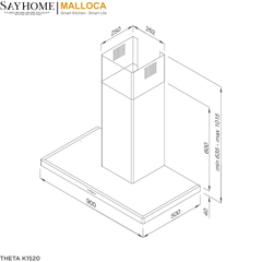 Máy hút mùi chữ T Malloca RANGE HOOD THETA K1520 tại thành phố Hồ Chí Minh