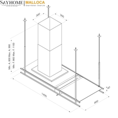Máy hút mùi treo độc lập Malloca INDUST K140B tại thành phố Hồ Chí Minh