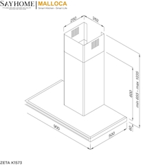 Máy hút mùi chữ T Malloca RANGE HOOD ZETA K1573 tại thành phố Hồ Chí Minh