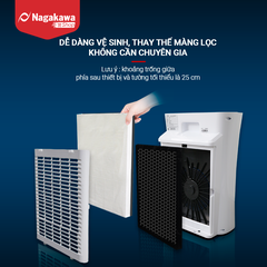 Máy lọc không khí cảm biến, tạo ion Nagakawa NAG3502M - Màng lọc HEPA H13, Diện tích sử dụng 50m2 - Made in Malaysia