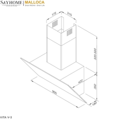 Máy hút mùi Malloca VITA V-3 áp tường- Hàng chính hãng Malloca