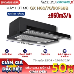 Máy hút mùi GrandX GX H60F58B/ GX H70F58B/ GX H90F58B âm tủ, ray kéo - Hàng chính hãng