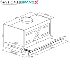 Máy hút mùi GrandX GX H70F75B/ GX H70F75G âm tủ, ray kéo - Hàng chính hãng