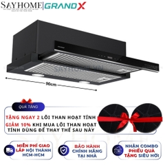 Máy hút mùi GrandX GX H60F58B/ GX H70F58B/ GX H90F58B âm tủ, ray kéo - Hàng chính hãng