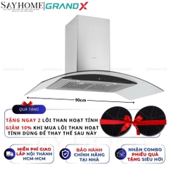 Máy hút mùi GrandX GX H70C55/ GX H90C55 kính cong - Hàng chính hãng