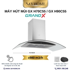 Máy hút mùi GrandX GX H70C55/ GX H90C55 kính cong - Hàng chính hãng