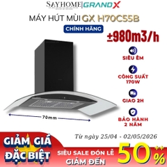 Máy hút mùi GrandX GX H70C55B kính cong, màu đen - Hàng chính hãng