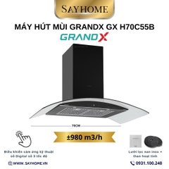 Máy hút mùi GrandX GX H70C55B kính cong, màu đen - Hàng chính hãng