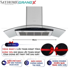 Máy hút mùi GrandX GX H70C62 / GX H90C62 kính cong - Hàng chính hãng
