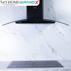 Máy hút mùi GrandX GX H70C62B/ GX H90C62B kính cong, màu đen - Hàng chính hãng
