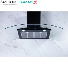 Máy hút mùi GrandX GX H70C62B/ GX H90C62B kính cong, màu đen - Hàng chính hãng