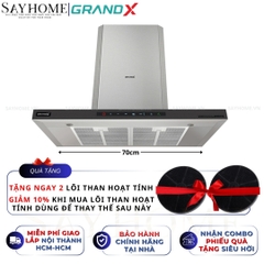 Máy hút mùi GrandX GX H70C68B/ GX H90C68B kính toa, áp tường - Hàng chính hãng