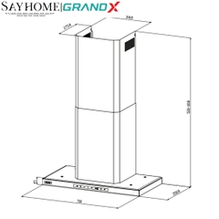 Máy hút mùi GrandX GX H70C68B/ GX H90C68B kính toa, áp tường - Hàng chính hãng