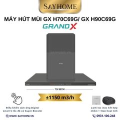 Máy hút mùi GrandX GX H70C69G/ GX H90C69G kính toa, áp tường, màu xám titan - Hàng chính hãng