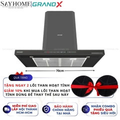 Máy hút mùi GrandX GX H70C69G/ GX H90C69G kính toa, áp tường, màu xám titan - Hàng chính hãng