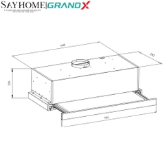 Máy hút mùi GrandX GX H70F58G âm tủ, ray kéo, màu xám - Hàng chính hãng