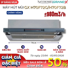 Máy hút mùi GrandX GX H70F72G / GX H70F72B âm tủ, ray kéo - Hàng chính hãng