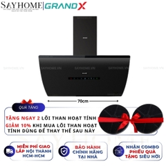 Máy hút mùi GrandX GX H70F87B/ GX H90F87B kính vát, áp tường - Hàng chính hãng
