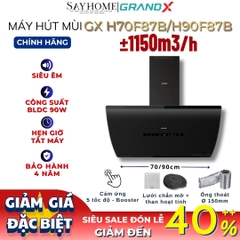 Máy hút mùi GrandX GX H70F87B/ GX H90F87B kính vát, áp tường tại Thành phố Hồ Chí Minh