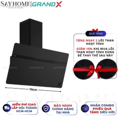 Máy hút mùi GrandX GX H70S86B/ GX H90S86B kính vát, áp tường, màu đen - Hàng chính hãng