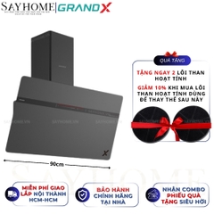Máy hút mùi GrandX GX H70S86G/ GX H90S86G kính vát, áp tường, màu xám - Hàng chính hãng