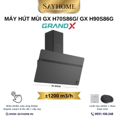 Máy hút mùi GrandX GX H70S86G/ GX H90S86G kính vát, áp tường, màu xám - Hàng chính hãng