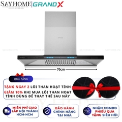 Máy hút mùi GrandX GX H70T81B / GX H90T81B kính toa, áp tường - Hàng chính hãng