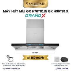 Máy hút mùi GrandX GX H70T81B / GX H90T81B kính toa, áp tường - Hàng chính hãng