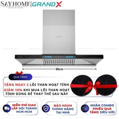 Máy hút mùi GrandX GX H70T81B / GX H90T81B kính toa, áp tường - Hàng chính hãng