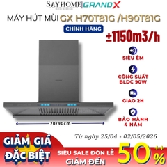 Máy hút mùi GrandX GX H70T81G / GX H90T81G kính toa, áp tường, màu xám titan - Hàng chính hãng