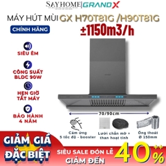 Máy hút mùi GrandX GX H70T81G / GX H90T81G kính toa, áp tường, màu xám titan tại Thành phố Hồ Chí Minh