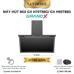 Máy hút mùi GrandX GX H70T88G/ GX H90T88G kính vát, áp tường - Hàng chính hãng