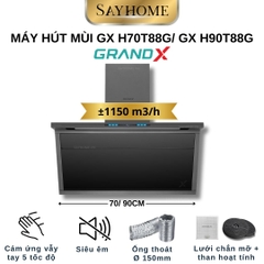 Máy hút mùi GrandX GX H70T88G/ GX H90T88G kính vát, áp tường - Hàng chính hãng