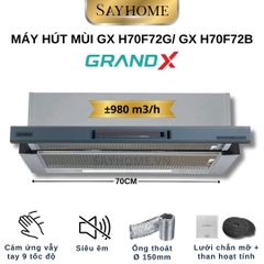 Máy hút mùi GrandX GX H70F72G / GX H70F72B âm tủ, ray kéo - Hàng chính hãng