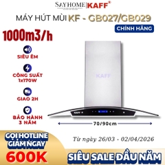 Máy hút mùi KAFF KF-GB027, KF-GB029 kính cong áp tường cảm ứng - Bảo hành chính hãng 3 năm