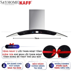Máy hút mùi KAFF KF-GB702, KF-GB902 kính cong áp tường cảm ứng - điều khiển từ xa - Bảo hành chính hãng 3 năm