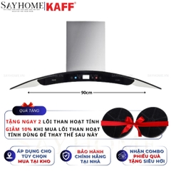 Máy hút mùi KAFF KF-GB702, KF-GB902 kính cong áp tường cảm ứng - điều khiển từ xa - Bảo hành chính hãng 3 năm