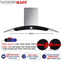 Máy hút mùi KAFF KF-GB702, KF-GB902 kính cong áp tường cảm ứng - điều khiển từ xa - Bảo hành chính hãng 3 năm