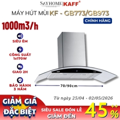 Máy hút mùi KAFF KF-GB773, KF-GB973 kính cong áp tường cảm ứng - Bảo hành chính hãng 3 năm