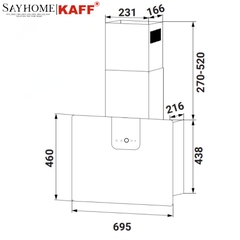 Máy hút mùi KAFF KF - VERTI 70 WHI dạng TV ốp tường tại thành phố Hồ Chí Minh