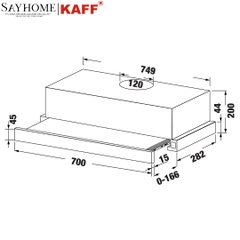 Máy hút mùi KAFF KF-TL7001W âm tủ ray kéo - Hàng chính hãng