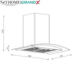 Máy hút mùi GrandX GX H70C55B kính cong, màu đen - Hàng chính hãng