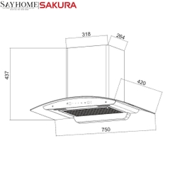 Máy hút mùi Sakura SR-7750G - Chính hãng