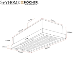 Máy hút mùi Kocher K6360 âm tủ, điều khiển cơ - Hàng chính hãng