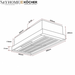 Máy hút mùi Kocher K6370 âm tủ, điều khiển cơ - Hàng chính hãng