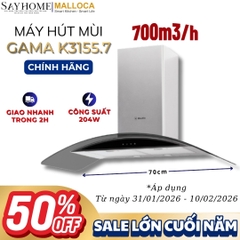 Máy hút mùi MALLOCA GAMA K3155.7 kính cong áp tường - Hàng chính hãng MALLOCA