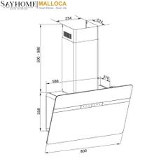 Máy hút mùi MALLOCA MC 80ECO áp tường - Hàng chính hãng