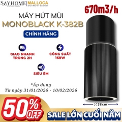 Máy hút mùi Malloca Monoblack K-382B treo độc lập - Hàng chính hãng Malloca