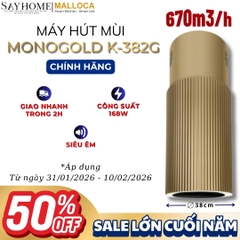 Máy hút mùi Malloca Monogold K-382G treo độc lập - Hàng chính hãng Malloca