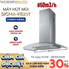 Máy hút mùi MALLOCA SIGMA-K820T kính cong RANGE HOOD - Hàng chính hãng